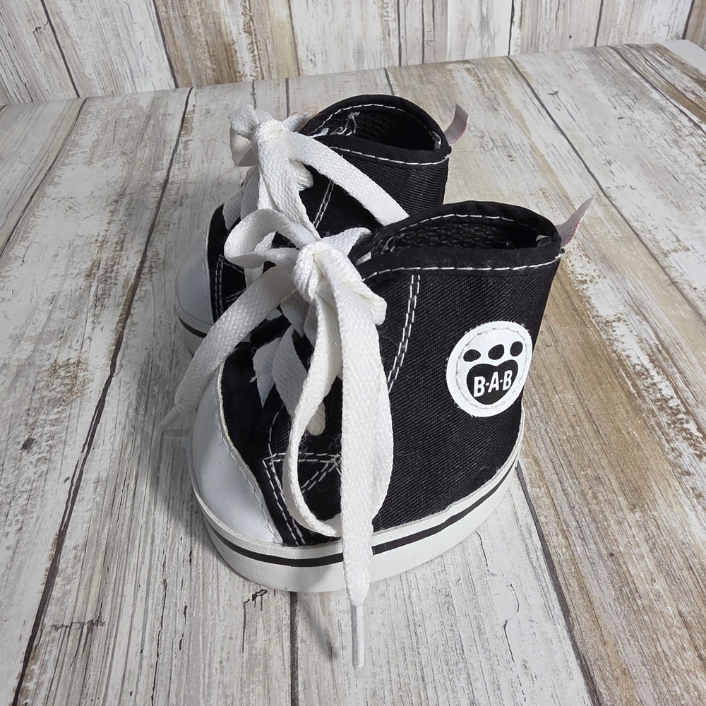 Build-A-Bear Workshop Black Canvas High Top Sneakers Plush Toy Shoes B-A-B Logo - Picture 2 of 6